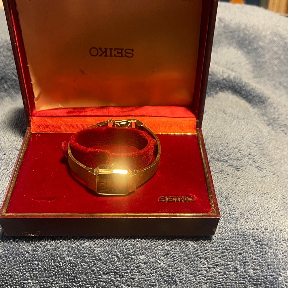 Seiko Gold Watch in Red Velvet Box